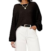 Arach&Cloz Women's Wool Blend Crewneck Fall Trendy Oversized Waffle Sweaters 2025