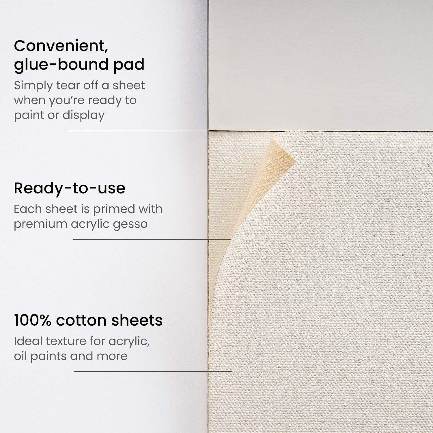 Arteza 9x12” Canvas Pad, 2 Pack, 20 Sheets, 100% Cotton, Primed with Acid-Free Gesso, Glue-Bound Pad of Canvas Paper for Acrylic Painting or Oil Paint, Ideal for Painting and Mixed Media