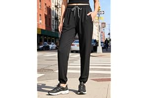 Womens Athletic Pants Lightweight Quick Dry Track Pants with Elastic Waist Zipper Pockets & Tapered Ankles