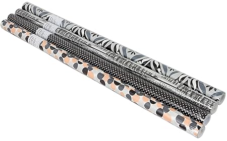 6er Rollen Set Balck and White Schwarz und Weiß Geschenkpapier 200 x 70 cm verschiedene Designs