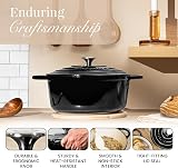 Nuovva Enamelled Cast Iron Dutch Oven 6.4 Quart with Lid 28cm Black view 6
