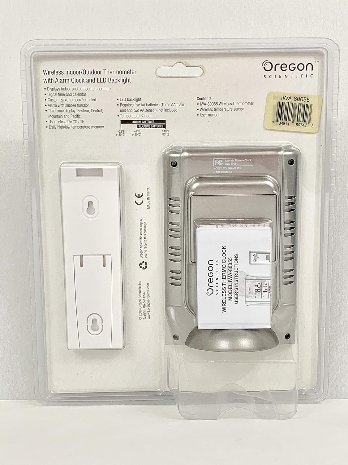 Amazon.com : Oregon Scientific Wireless Indoor/Outdoor Thermometer with  Alarm Clock and Led Backlight Silver : Garden & Outdoor