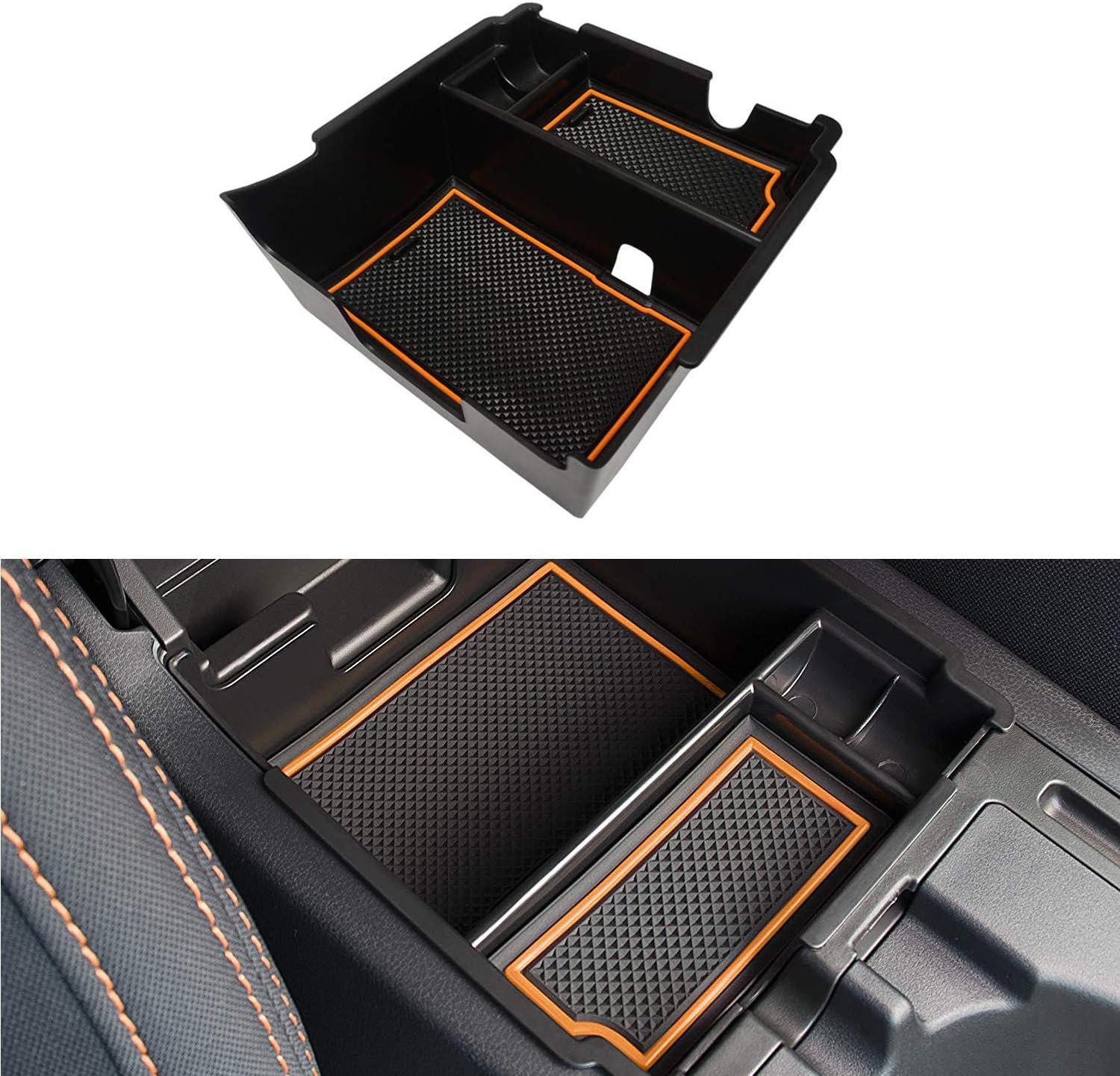 Marchfa Center Console Box Armrest Secondary Organizer Tray Accessories for Subaru Crosstrek and Impreza 2020 2018 2019 (Orange)