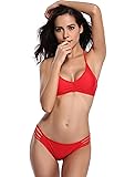 SHEKINI Womens Bikini Padded Cutout Strappy Halter