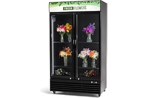 PROCOOL CREATIVE COOLING SOLUTIONS Procool Refrigeration Glass 2 Door Floral Display Cooler "Fresh Flowers" Design; 35 Cubic Ft., 45" Wide - Black Model