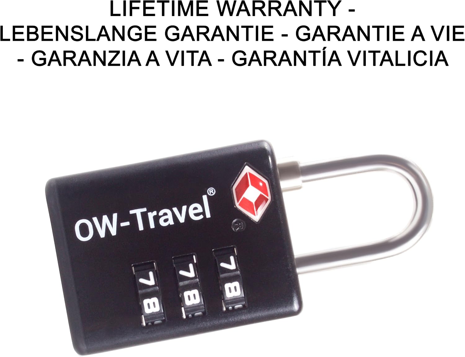 Cadenas Câble TSA OW-Travel 4 Chiffres - Pour Valise, Casier, Voyage Avion - 2 Pack Noir