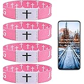 Pmormyy 4PCS Daily Bible Verse Jesus is King Bracelet, Christian Jesus Wearable Wristband for Women Men