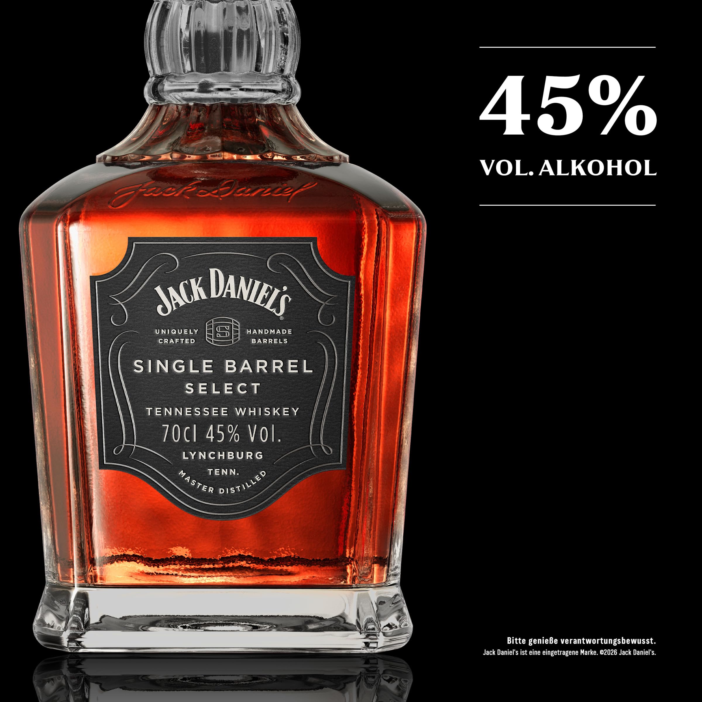 Jack Daniel‘s Single Barrel Select - Tennessee Whiskey - Ein hochwertiges Geschenk - Süße Vanille, schwere Eiche und dunkle Kirschen - 0.7L/ 45% Vol. 2