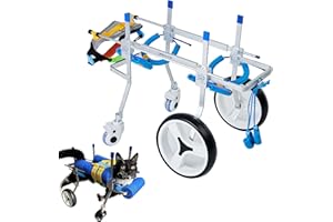 HobeyHove Adjustable 4-Wheel Dog Cart/Wheelchair, Animal Exercise Wheels，for Pet/Doggie Wheelchairs with Disabled Hind Legs Walking，Light Weight, Easy Assemble(7-Size) (M)