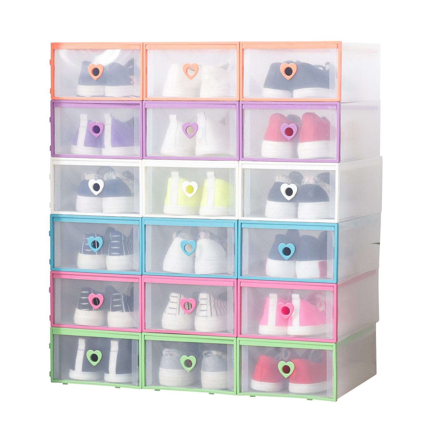 Smilun Portable Shoe Boxes Container For Closet Organizer Clear