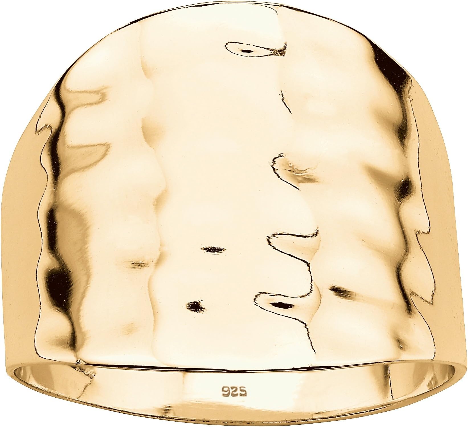 Yellow Gold-Plated Sterling Silver or Sterling Silver Hammered Dome Ring (5mm)