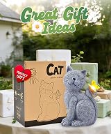 Goodeco Cat Statue with Solar Lights Garden Ornament Grey 21cm view 2
