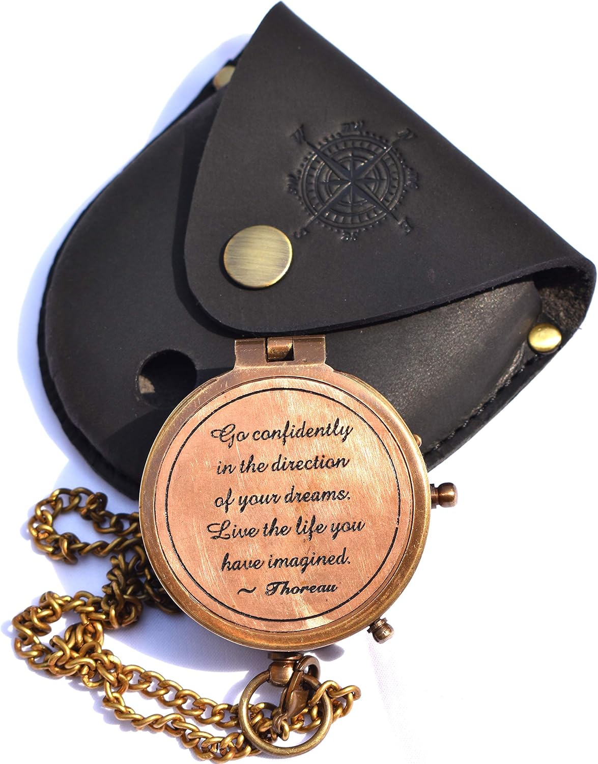 live compass direction on Amazon Com Sara Nautical Thoreau S Go Confidently Quote Engraved Compass With Stamped Leather Case Camping Compass Engraved With Gift Compass Sports Outdoors