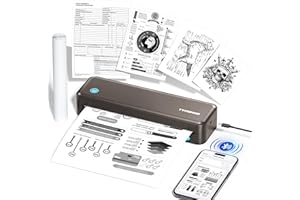 TYPONOS Portable Printers, D820 Wireless Bluetooth Printers Support 2" to 8.5" Width Thermal Paper & 8.5"x11" US Letter Size, Receipt Printers for Home Use Suitable for Phone & PC (Grey)