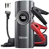 TREKURE Portable Car Jump Starter with Air Compressor, 150PSI 5000A Car Battery Jump Starter Battery Pack (9L Gas/8L Diesel), Safe Jumper Starter Portable Jump Box with Display, Emergency Light