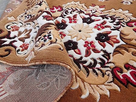Paradise Carpet Creation Embossed 0.5 Inch Pile Height Persian Floral Carpet for Living Room & Bed Room & Hall 6 X 8 Feet Color Gold Multi
