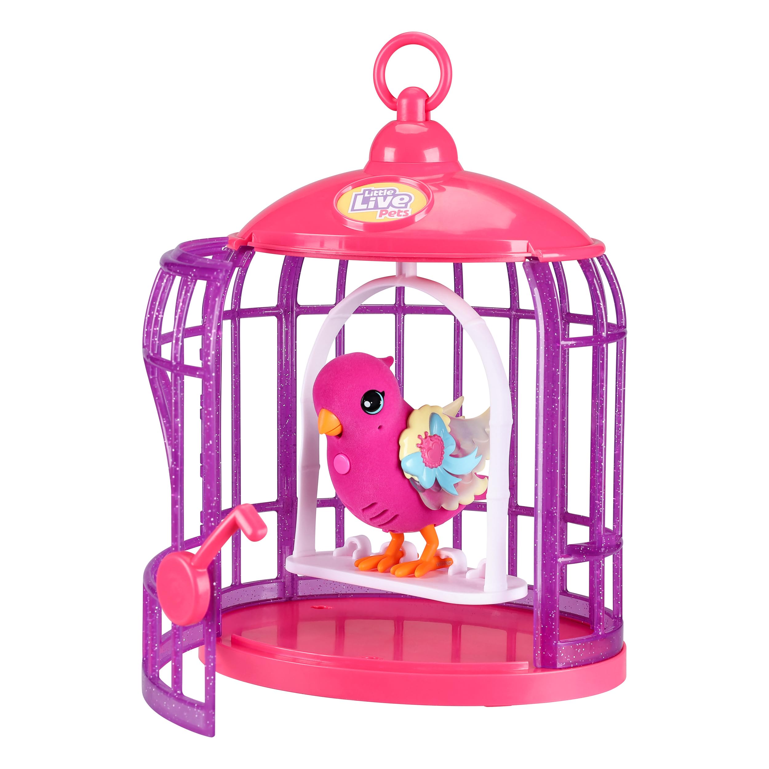 Little Live Pets Lil' Bird & Bird Cage: Tiara Twinkles, New Light Up Wings with 20 + Sounds, and Reacts to Touch