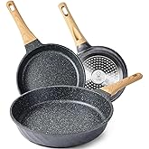 YIIFEEO Frying Pans Nonstick, Induction Frying Pan Set Granite Skillet Pans for Cooking Omelette Pan Cookware Set with Heat-R