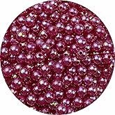 300pcs Pearl Beads for Crafts 8mm AB Colors Round Loose Pearl Beads for Necklaces Bracelets Earrings Jewelry Making Home Decoration(Red AB)