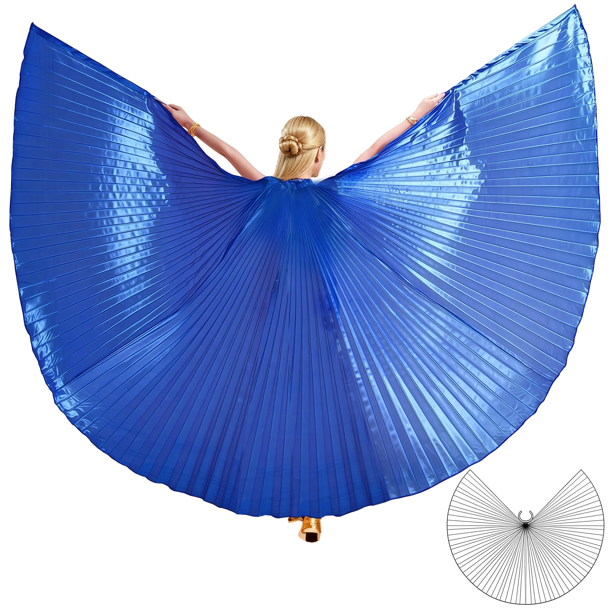 MUNAFIE Butterfly Isis Wings Belly Dance Costume Worship Angel Fairy Wings for Carnival Stage Halloween Party Celebration Performance Dark Blue