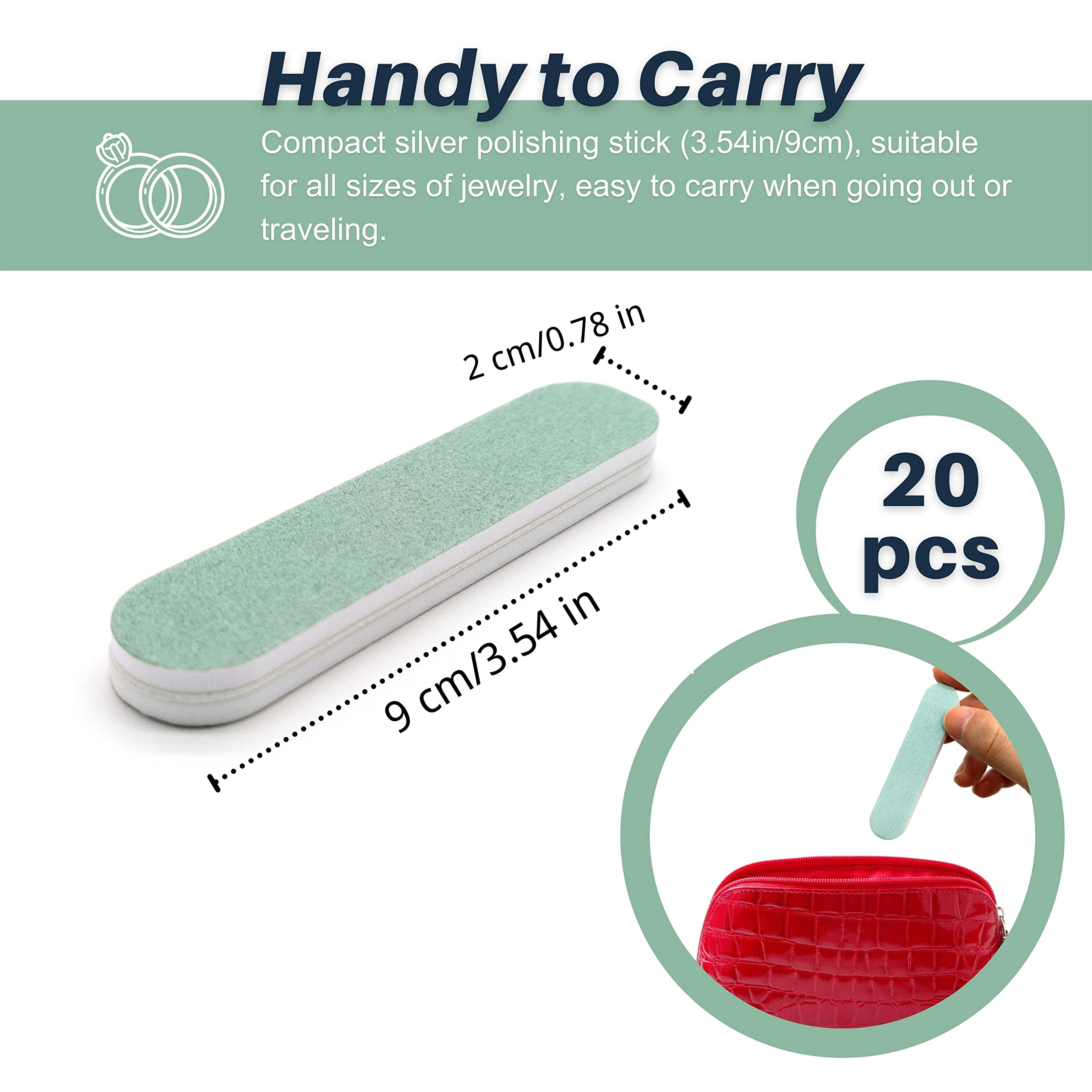 CATIFLIN 20pcs Scratch Removal Silver Polish Sticks, Double-Sided Sanding Sticks, Polishing Sticks for Gold, Rose Gold, Copper, Brass, Alloy and Other Jewelry, Watches, Cell Phones (3.54