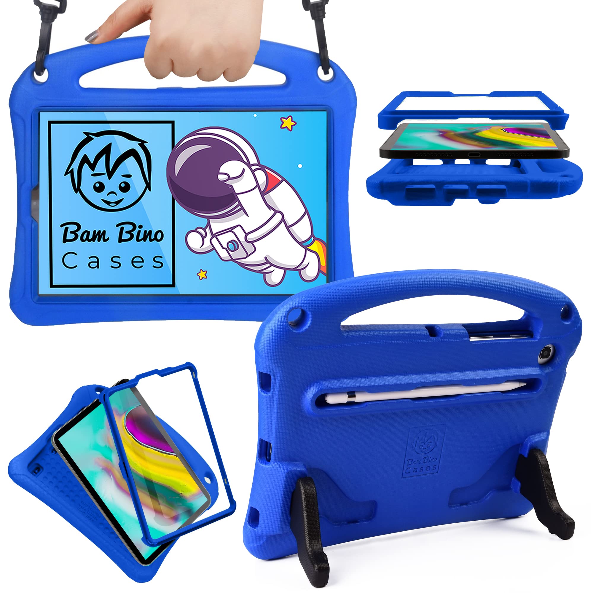 Bam Bino Space Suit [Rugged Kids Case] for Samsung Galaxy Tab S5e 10.5 | Designed in Australia, for Children | Stylus Holder, Screen Guard, Strap (Galactic Blue)