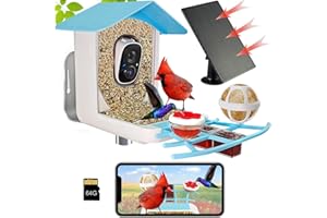 KADYMAY 64GB Smart Bird Feeder with Camera Solar Powered, 2K 3MP HD Live Video &Playback on Phone, AI Identify +10,000 Bird Species, 2.4G WiFi Bird Feeder Camera Wireless Outdoor House-Bird Watching Gifts