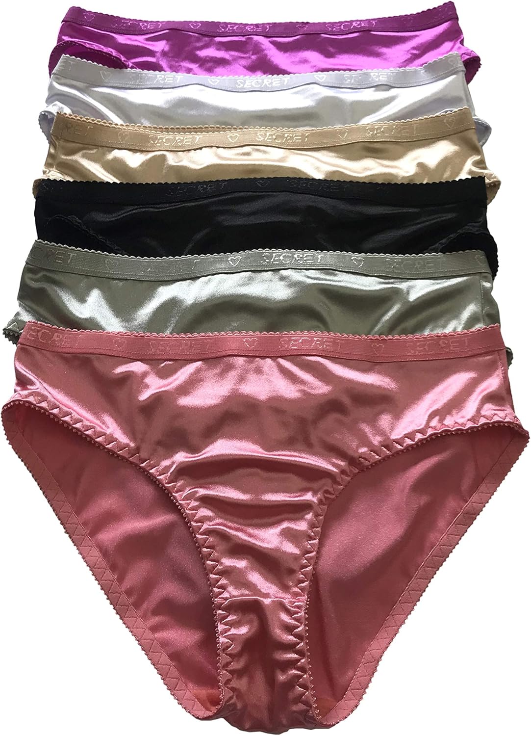 Iheyi 6 Panties Women Smooth Briefs Low Rise Satin Bikini/Boyshorts