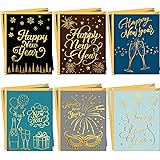 FANCY LAND Happy New Year Cards with Envelopes 24 Pack 2024 Gold Foil New Year Greeting Cards Blank Inside
