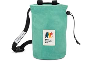 Oso Supply Co - Waxed Canvas Chalk Bag for Rock Climbing, Bouldering Chalk Bucket with Belt, Waterproof, Zippered Pocket - Perfect Rock Climbing Gear, Equipment for Indoor/Outdoors