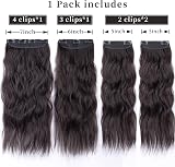 AliLeader 20in Dark Brown Clip In Hair Extensions 4pcs Synthetic Curly view 2