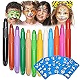 12 Colors Face Painting Kit for Kids, Kids Face Paint Crayons, Non-Toxic and Safe Washable Body Face Painting Kit Professiona