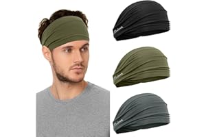 Headbands for Men and Women - Wide Moisture Wicking Hair Band for Sports,Fitness,Running,Hiking,Cycling,Yoga,Basketball