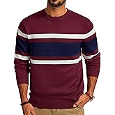 PJ PAUL JONES Mens Striped Pullover Sweater Crewneck Contrast Fine Knitted Sweaters