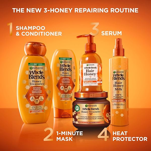 GARNIER WHOLE BLENDS REPAIRING SHAMPOO HONEY TREASURES, FOR DAMAGED HAIR, 22 FL OZ (PACK OF 1)