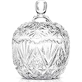 DoubleFill 26 oz Large Glass Candy Dish with Lids Crystal Candy Jar with Lid Halloween Decorative Covered Glass Jar Jewelry Box Wedding Buffet Biscuit Containers for Snacks(Clear,Classic)