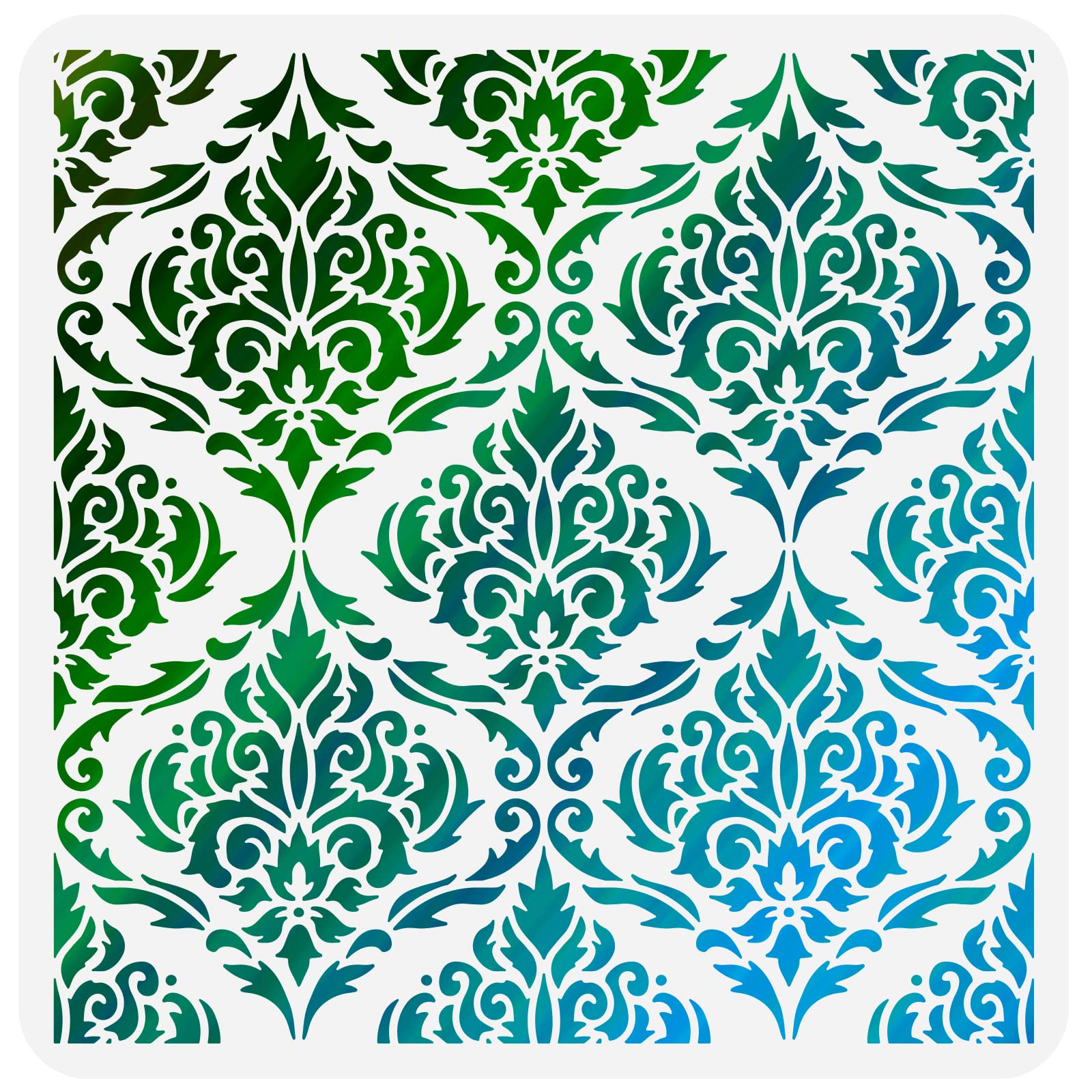 FINGERINSPIRE Damask Flowers 30x30cm Tile Stencil Template Plastic Symmetrical Florals Pattern Reusable DIY Art and Craft Stencils for Painting Floors Walls Furniture Decor
