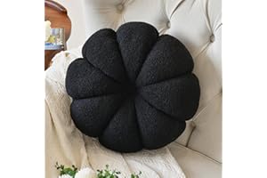 DDLIURY Round Throw Pillow, 17.7" Round Cushion Pillows Pumpkin Decorative Pillows Floor Cushion for Couch Bed Sofa Chair, Soft Black Aesthetic Circle Seat Cushion Home Decor Pillow for Bedroom Living Room