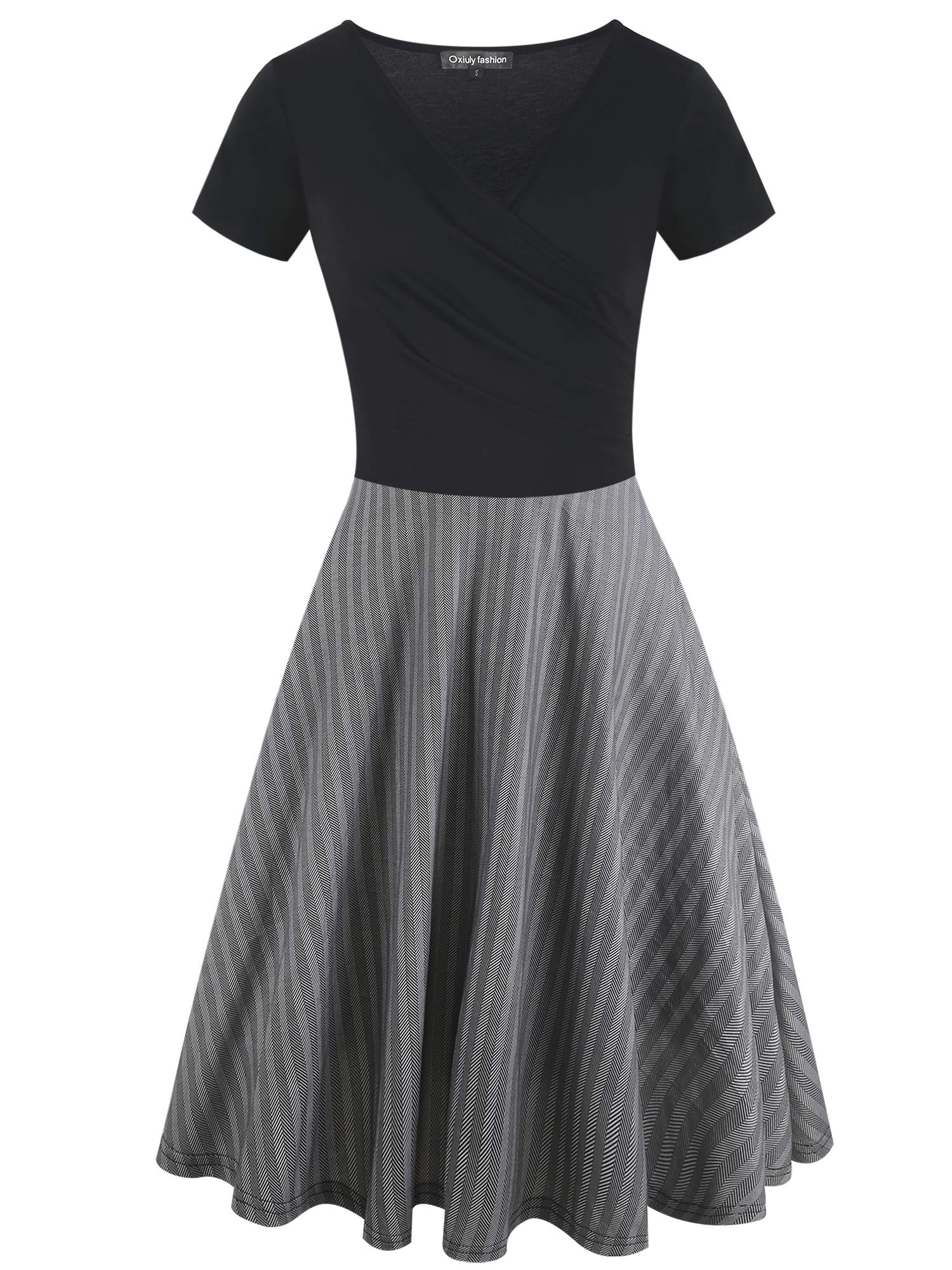slim fit dress slacks Oxiuly women plus size dresses 4XL Faux Twinset Belted Tartan Floral L main image 1