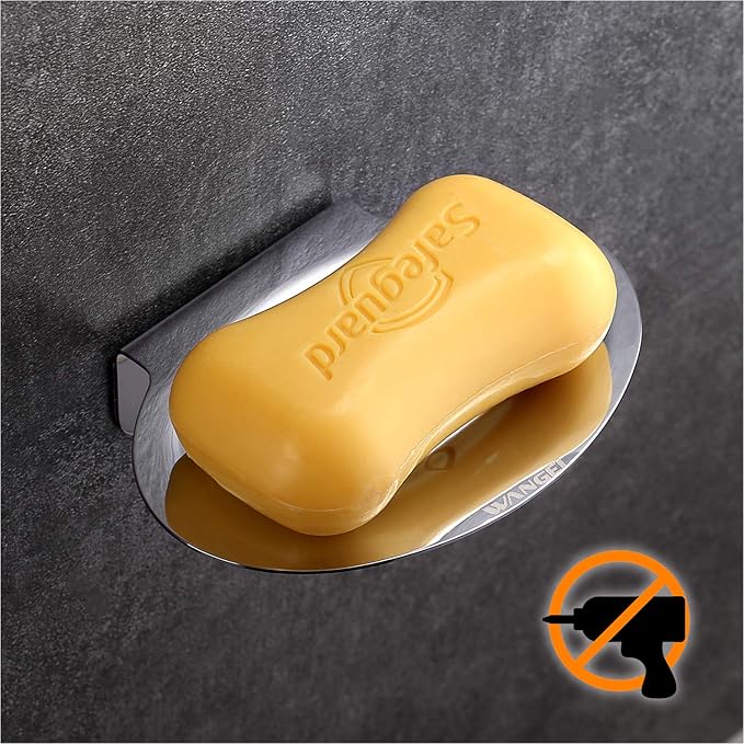 Wangel Strong Adhesive Soap Dish, Patented Glue + SelfAdhesive