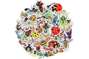 QTL Bug Stickers Insect Stickers for Kids Insect Stickers for Water Bottle Stickers for Boys and Girls Teens Waterproof Vinyl Stickers 50Pcs