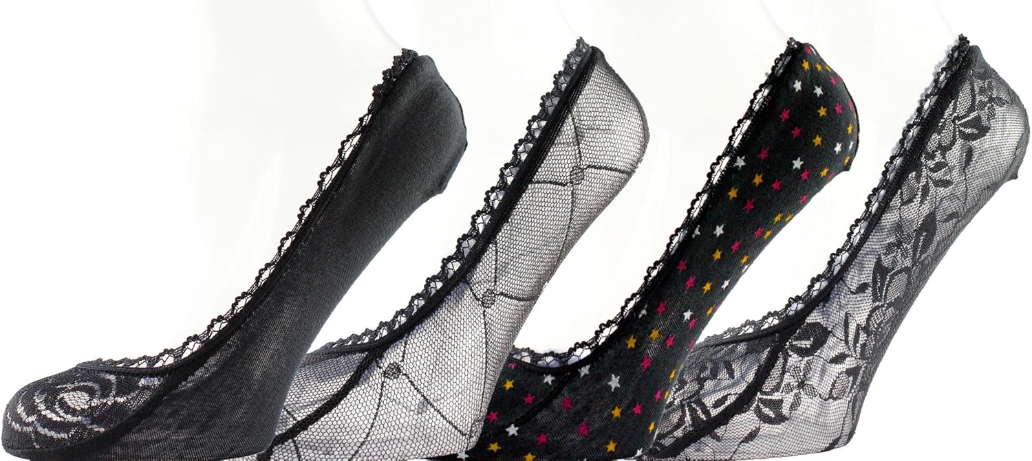 4 Pairs of Women No Show Invisible Socks Footsies Socks For Flats