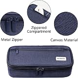 WEMATE Large Pencil Case Canvas 9x4.3x2.4in 5 Compartments Blue view 3