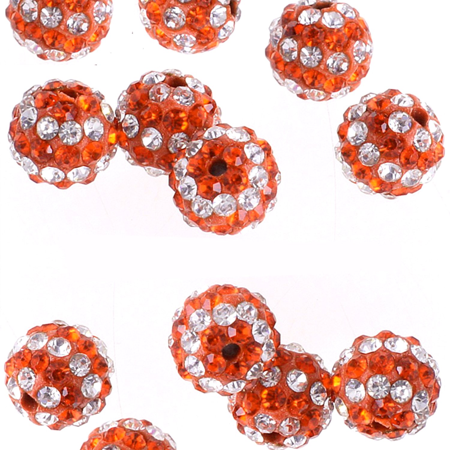 RUBYCA Stripes Czech Crystal Disco Ball Clay Beads fit Shamballa Jewelry (100pcs, 10mm, Orange)