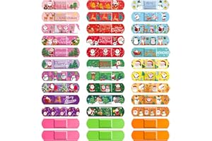 Sublaga 33 Styles Christmas Kids Bandages 300 Pcs Santa Claus Bandage for Kids Adhesive Flexible Christmas Cartoon Bandages Breathable Protection Care Cuts for Girls Boys(Christmas Style)