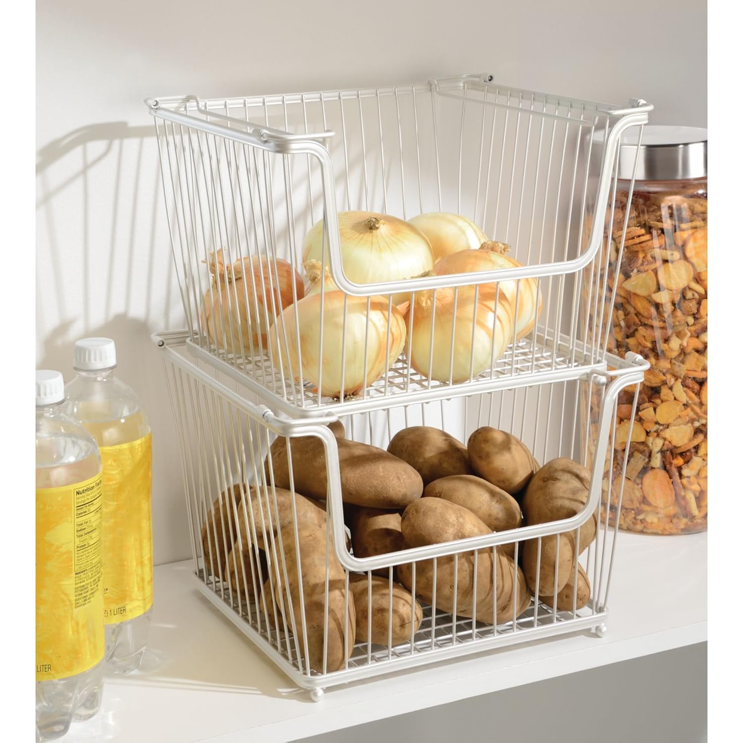 Blanco Perla mDesign Juego de 6 cestas organizadoras Multiuso la