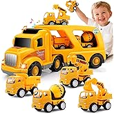 Nicmore Construction Truck Toddler Toys Car: Toys for 1 2 3 4 Year Old Boy 5 in 1 Carrier Toys for Kids Age 1-3 2-4| 18 Months 2 Year Old Boy Christmas Birthday Gifts