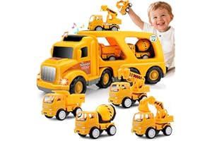 Nicmore Construction Truck Toddler Toys Car: Toys for 1 2 3 4 Year Old Boy 5 in 1 Carrier Toys for Kids Age 1-3 2-4| 18 Months 2 Year Old Boy Christmas Birthday Gifts
