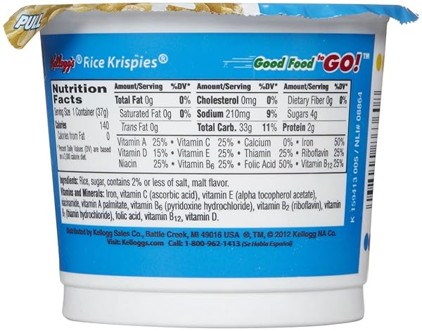KELLOGG’S RICE KRISPIES BREAKFAST CEREAL CUPS, KIDS SNACKS, FAMILY BREAKFAST, ORIGINAL, 1.3OZ CUP (1 CUP)