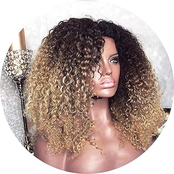 Amazon Com Mongolian Afro Kinky Curly Wig 13x6 Ombre Wig Human